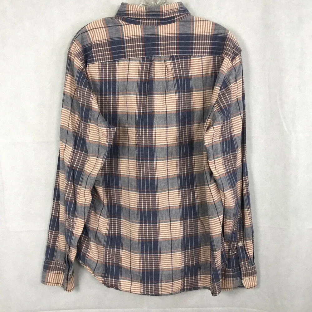 J. Crew‎ Shirt Mens Sz L Homespun Cotton Slim Fit Button Down Blue Plaid